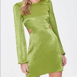 Forever 21 Open Tie Back Bell Sleeves Satin Dress